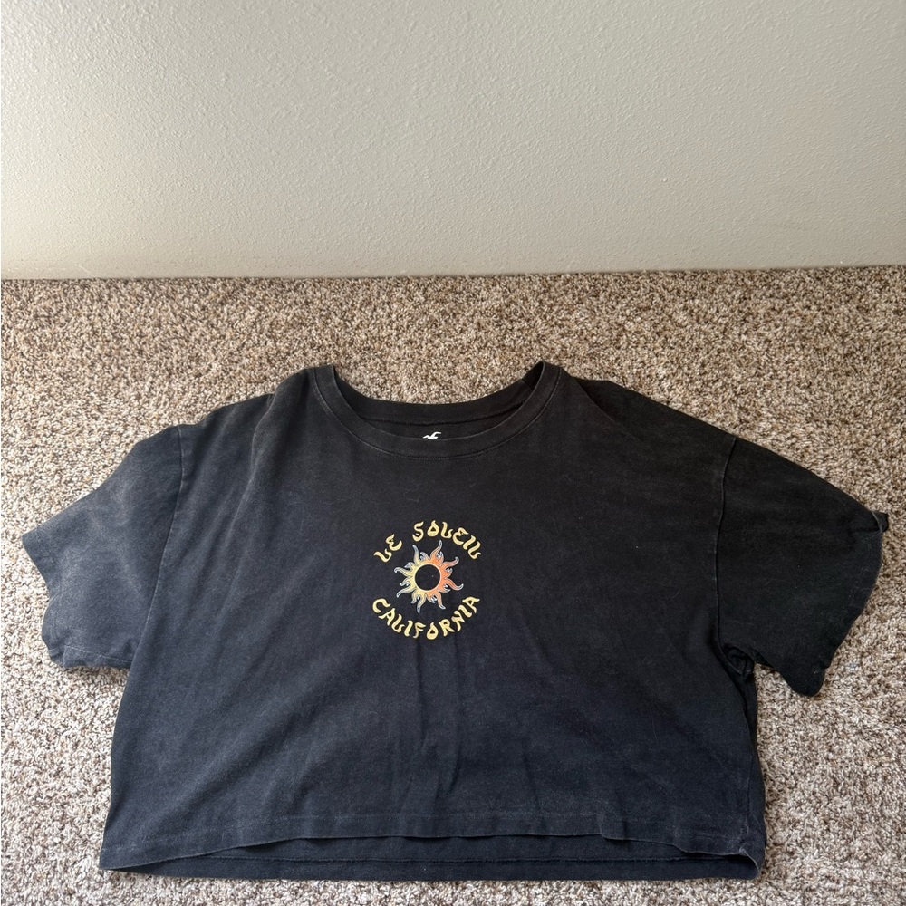 Hollister Black Graphic Crop T-Shirt